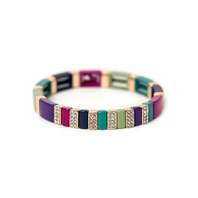 Bracelet Simone à bordeaux Colorstrass en métal émaillé multicolore